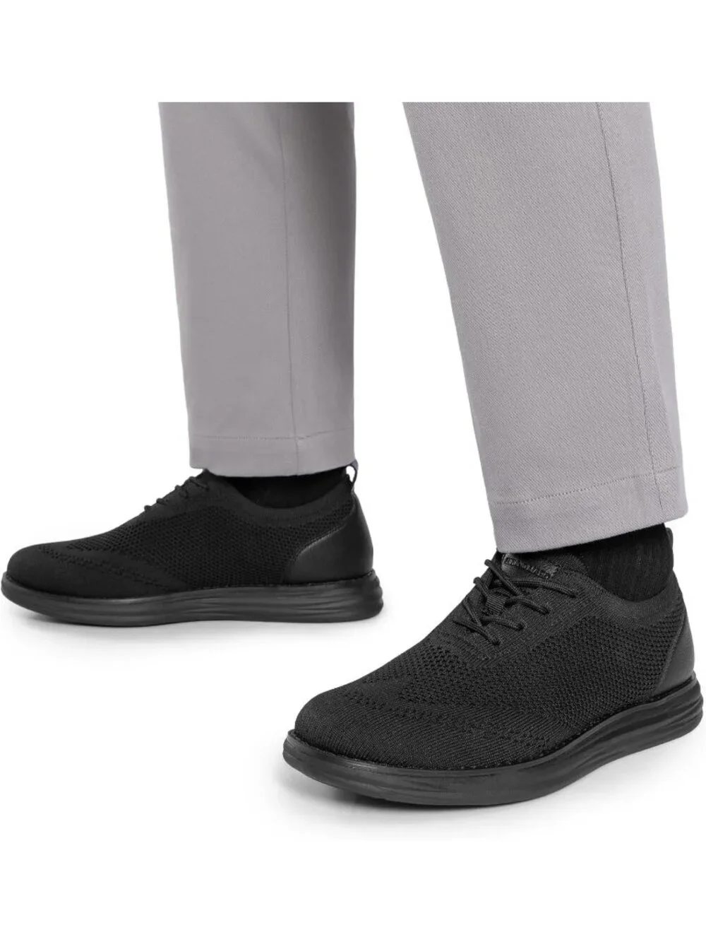 Bruno Marc Men's Black Rubber Lace up Lightweight Casual Walking Sneakers